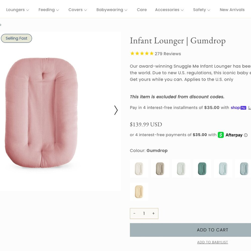 Snuggle Me Organic Infant Lounger (Gumdrop) With Covers and SleepSack - Picture 11 of 11